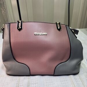 Pink and Gray Colorblock Crossbody Bag
